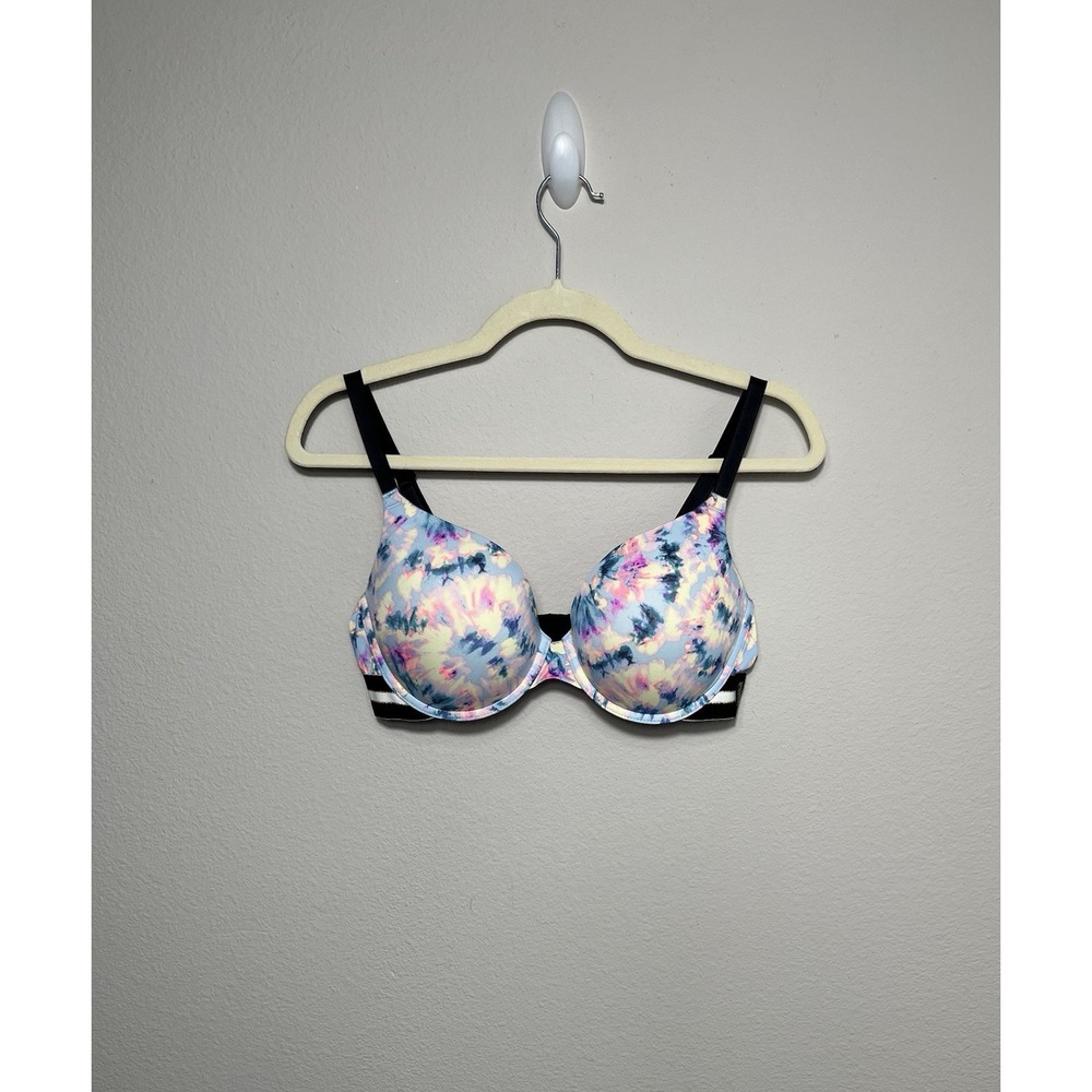 Victoria's Secret PINK Wear Everywhere Super Push Up Bra Women's 34DD Tie Dye